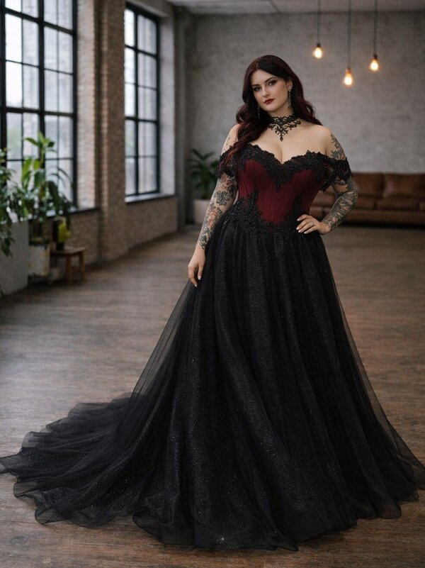 Brautmode_sunflower_schwarz_bordeaux_Brautkleid_Mittelalter_Gothicbraut