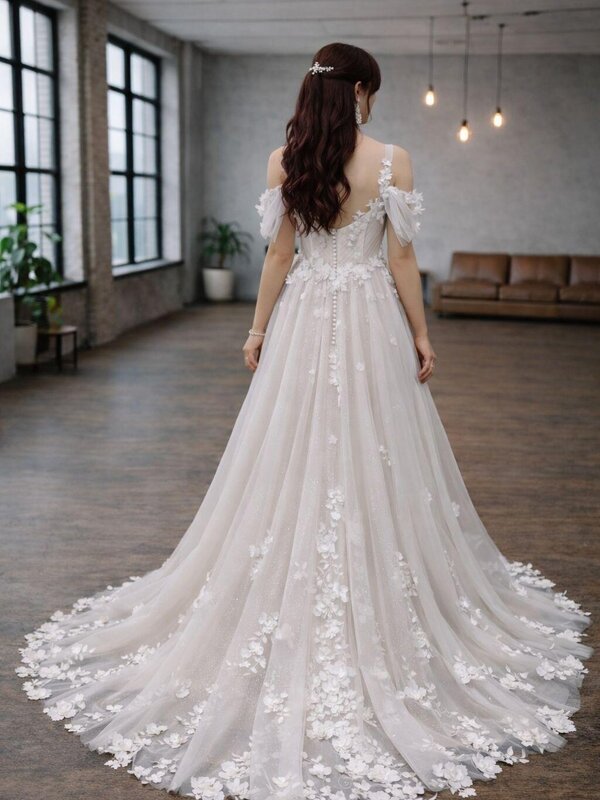 Brautkleid_3D_Blüte_Tüllbrautkleid_blush_sunflower