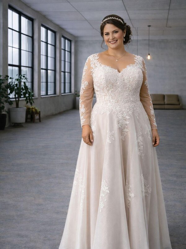 curvy_Brautkleid_Rosa_Tüllbrautkleid