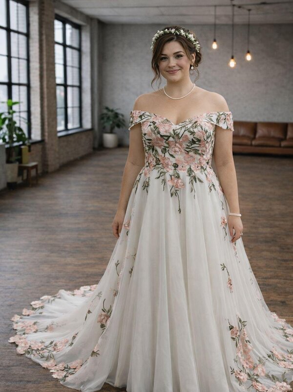 Brautkleid_floral_Carmenkragen_Curvy