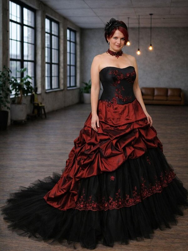 Brautkleid_Gothic_schwarz_harz_bordeaux
