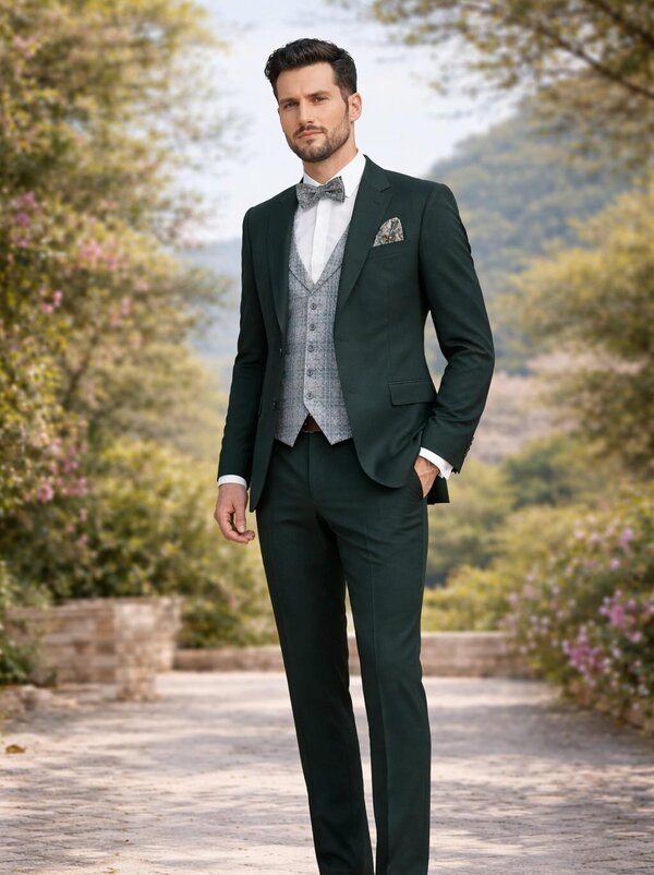 Anzug_gruen_kariert_Weste